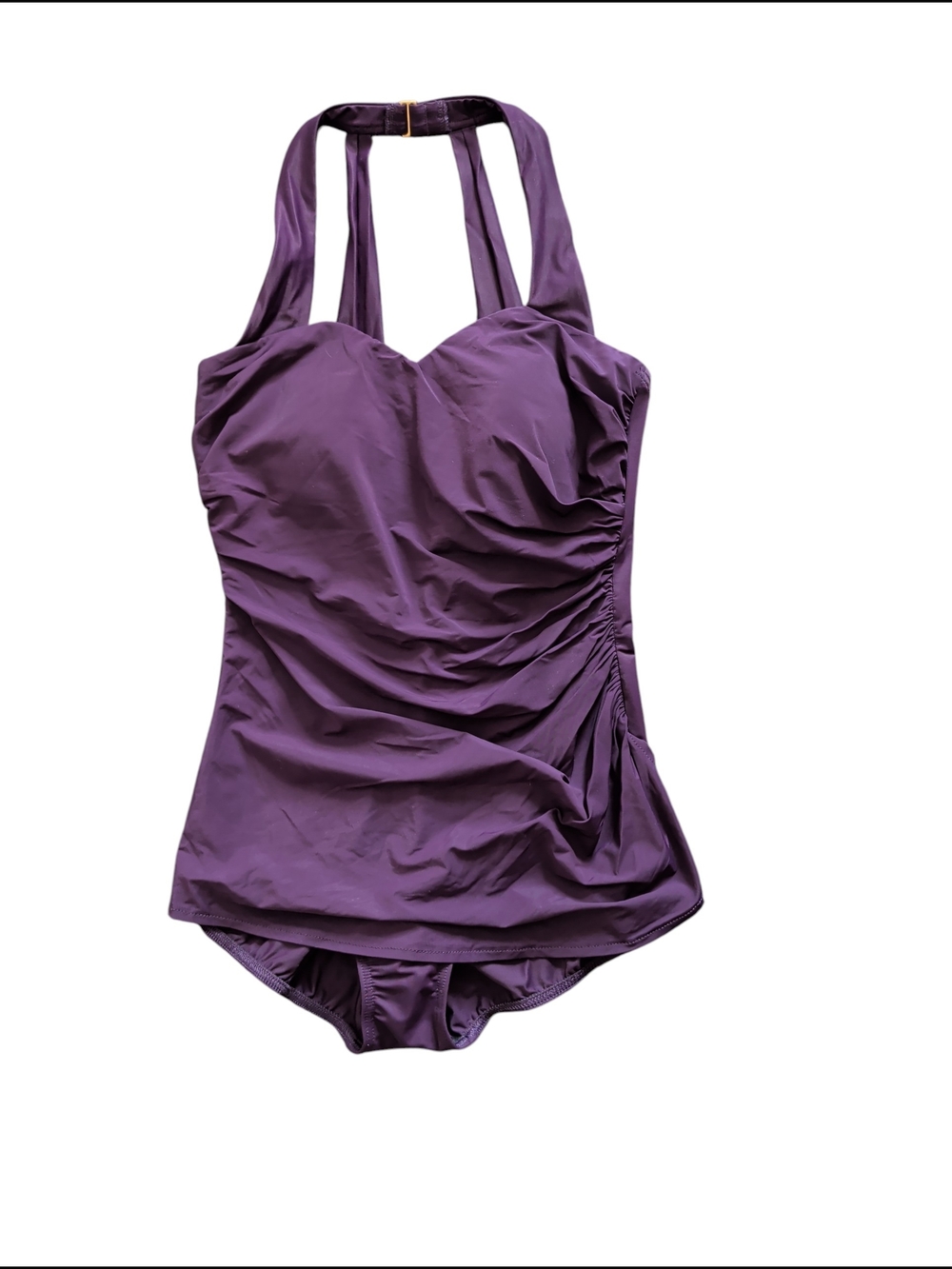 Purple Ruched Halter One-Piece Swimsuit - Women Swim